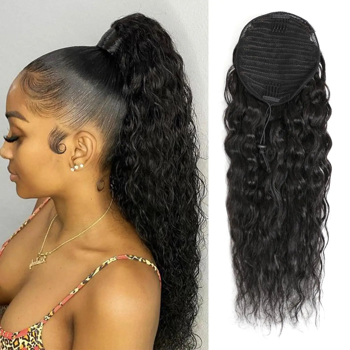 100% Human Hair Drawstring Ponytail Extension