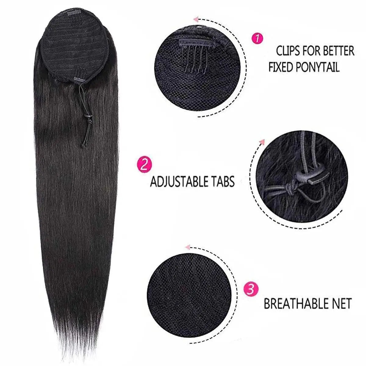 100% Human Hair Drawstring Ponytail Extension