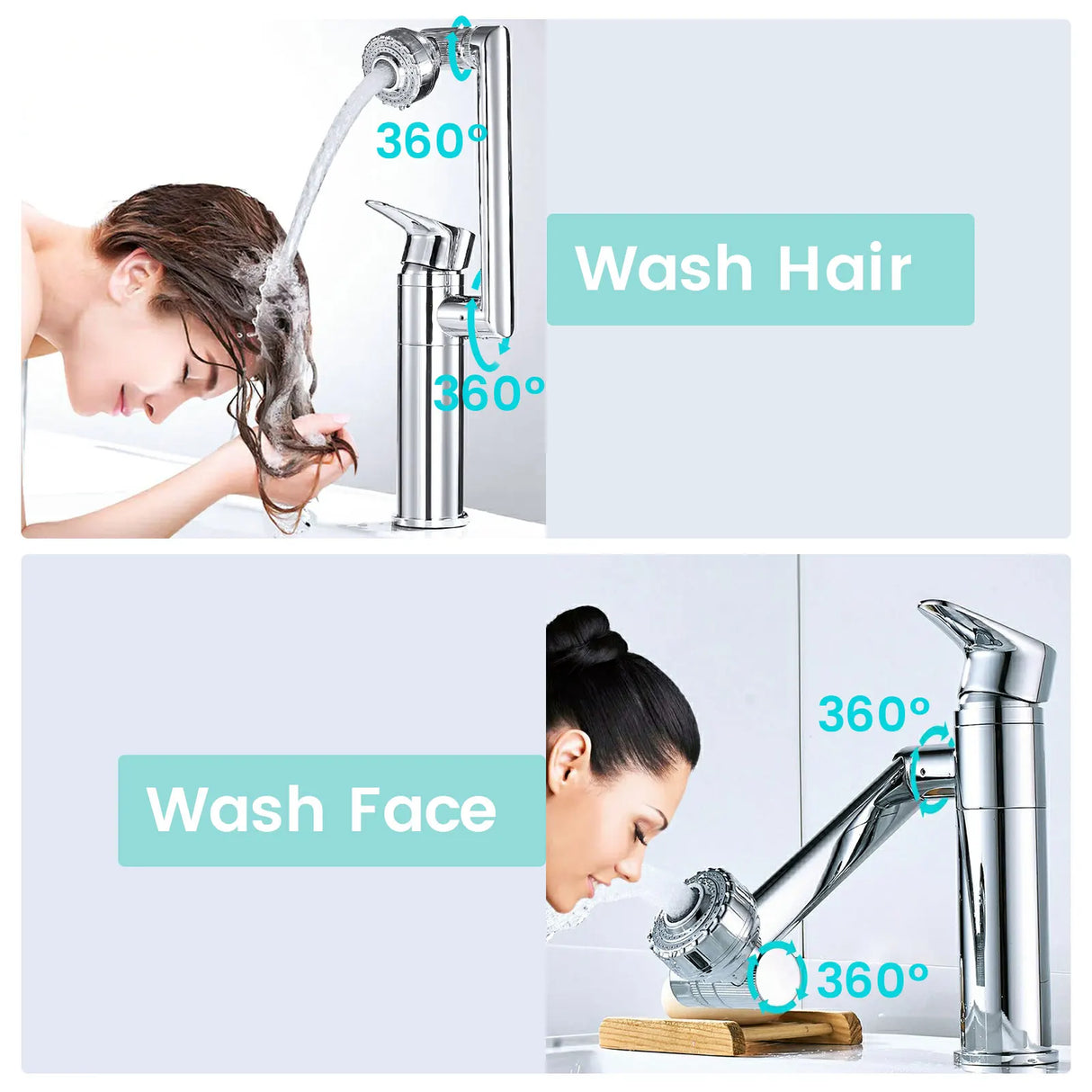 Black 1080 degree rotating basin faucet with aerator and heated mixer tap