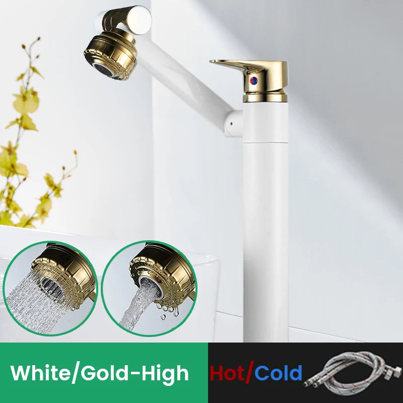 Black 1080 degree rotating basin faucet with aerator and heated mixer tap