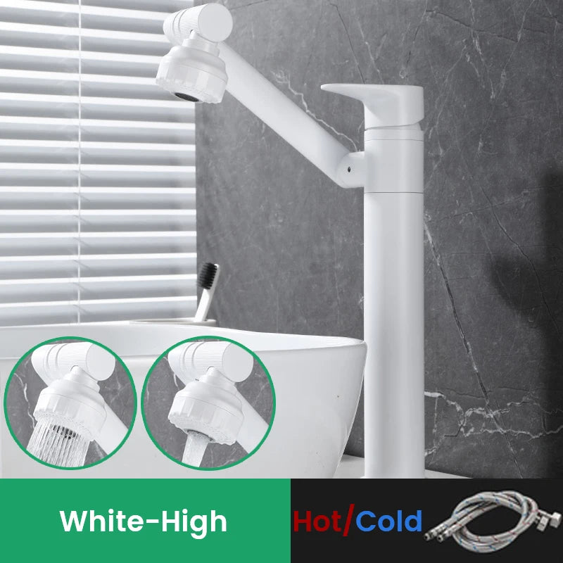 Black 1080 degree rotating basin faucet with aerator and heated mixer tap