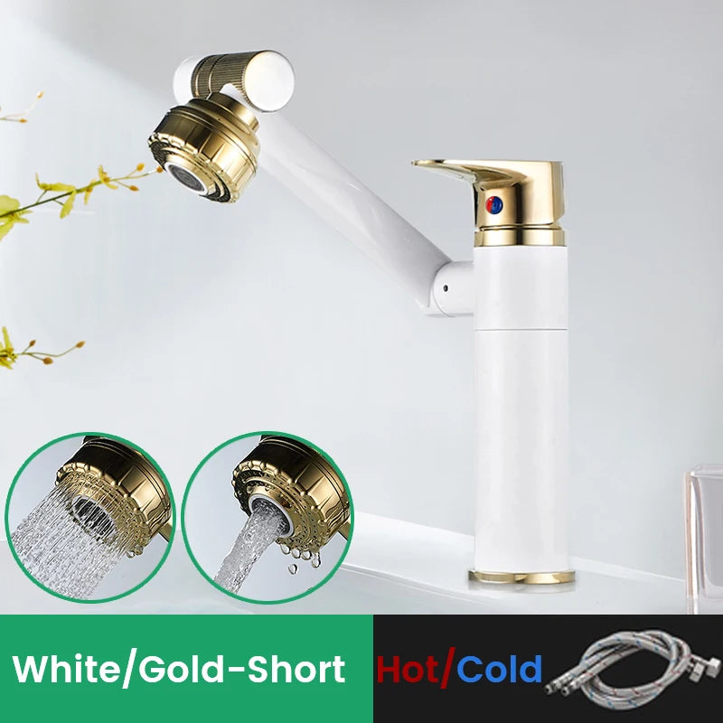 Black 1080 degree rotating basin faucet with aerator and heated mixer tap