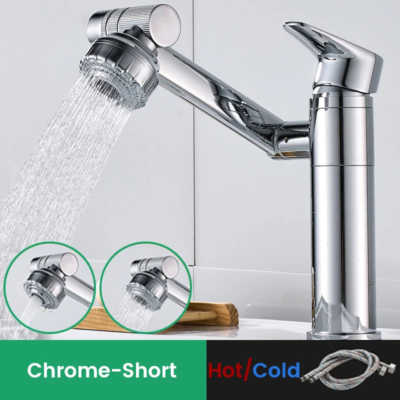 Black 1080 degree rotating basin faucet with aerator and heated mixer tap