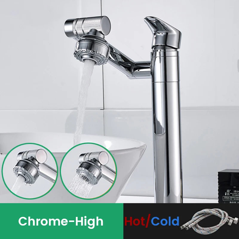 Black 1080 degree rotating basin faucet with aerator and heated mixer tap