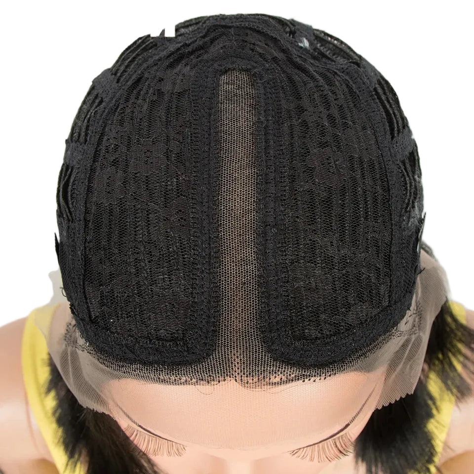 Cap 10 Inch Short Bob Lace Straight Synthetic Wigs