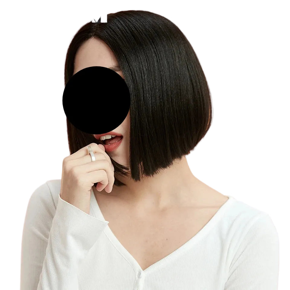 Black 10 Inch Short Bob Lace Straight Synthetic Wigs