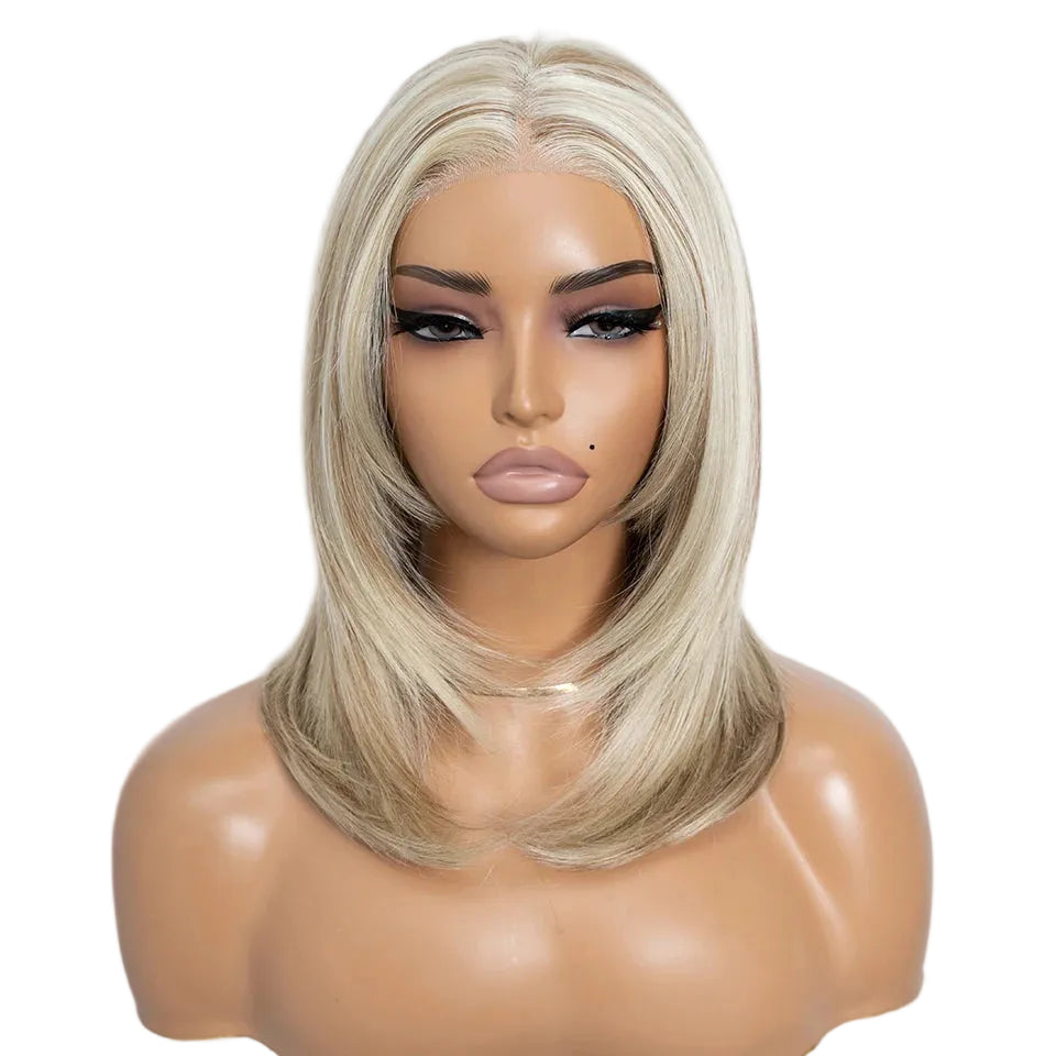 Blonde 13X3 Pre Plucked Bob Synthetic Lace Front Wigs