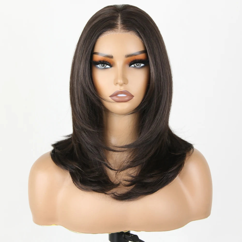 Light Black 13X3 Pre Plucked Bob Synthetic Lace Front Wigs