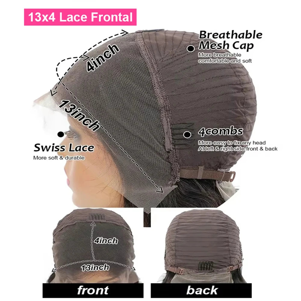 Size of 13X4 Lace Frontal Bob Human Hair Wigs