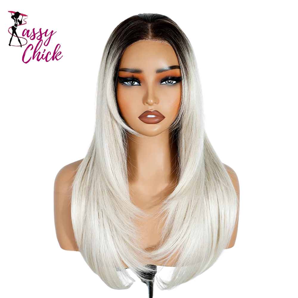 13x3 Lace Wig Pre Plucked Layered Straight Synthetic Lace Front Wigs Sassy Chick Logo