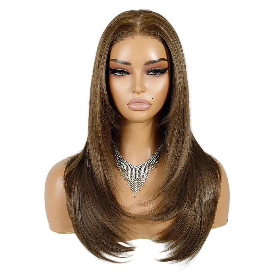 13x3 Lace Wig Pre Plucked Layered Straight Synthetic Lace Front Wigs