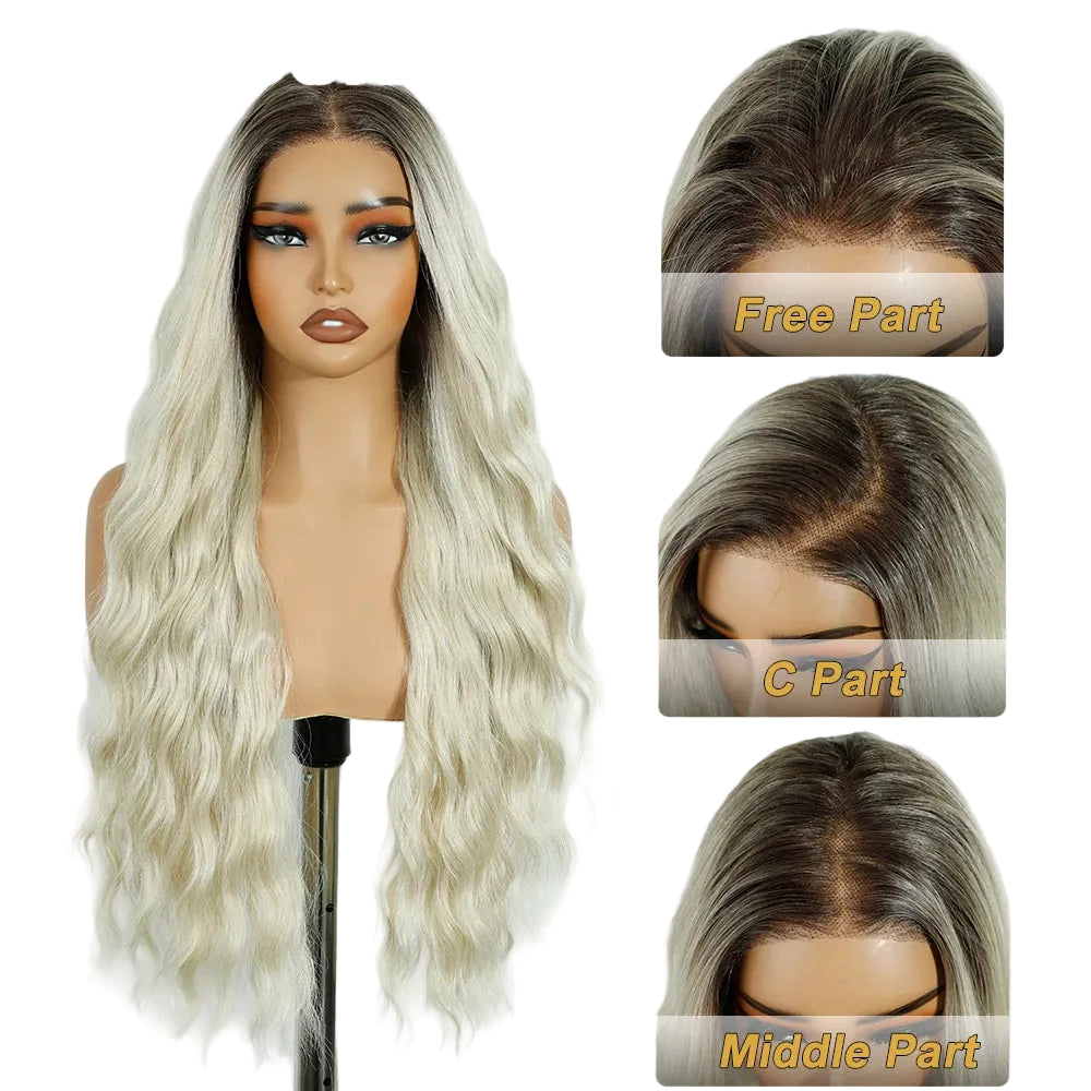 White 13x4 Curly Plucked Pre-cut Wear And Go Synthetic Lace Front Wigs