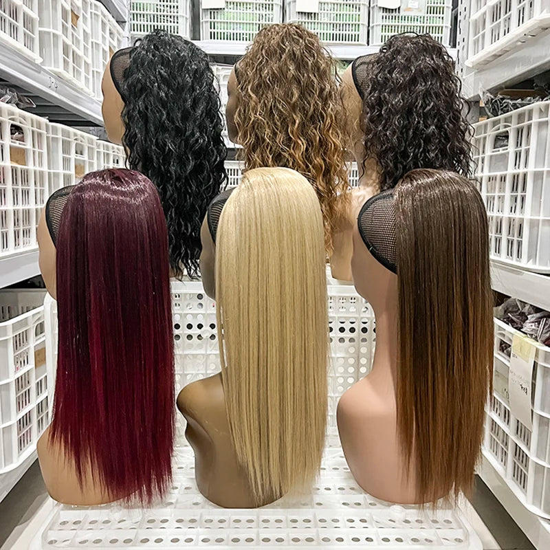 Collection of 20Inch Smooth Heat Resistant Synthetic Ponytail Extensions