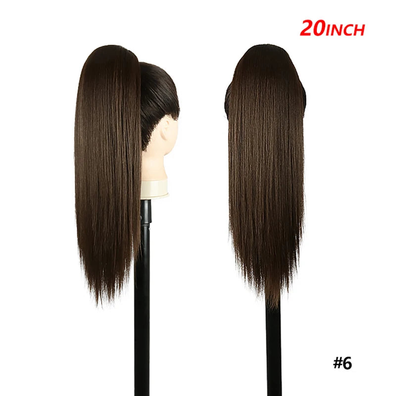20 Inch Smooth Heat Resistant Synthetic Ponytail Extensions