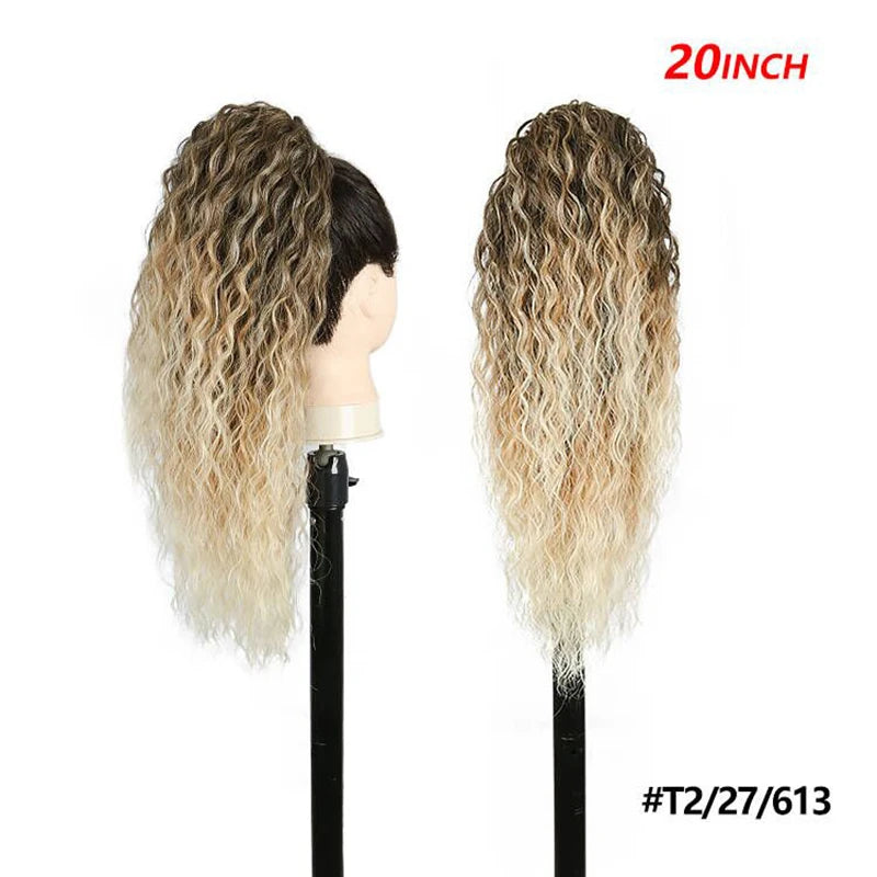 20 Inch Smooth Heat Resistant Synthetic Ponytail Extensions