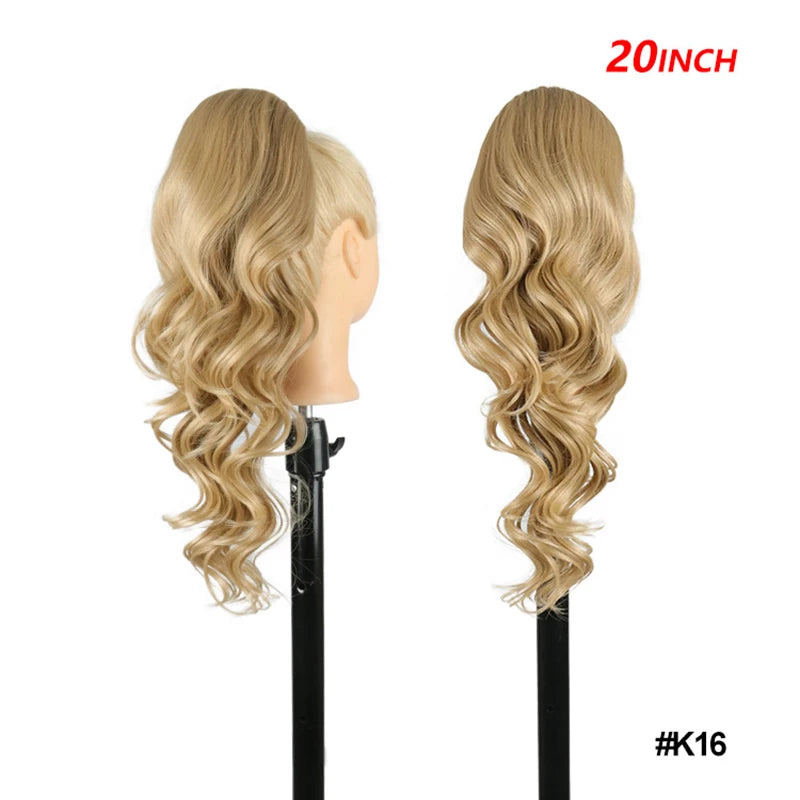 20 Inch Smooth Heat Resistant Synthetic Ponytail Extensions