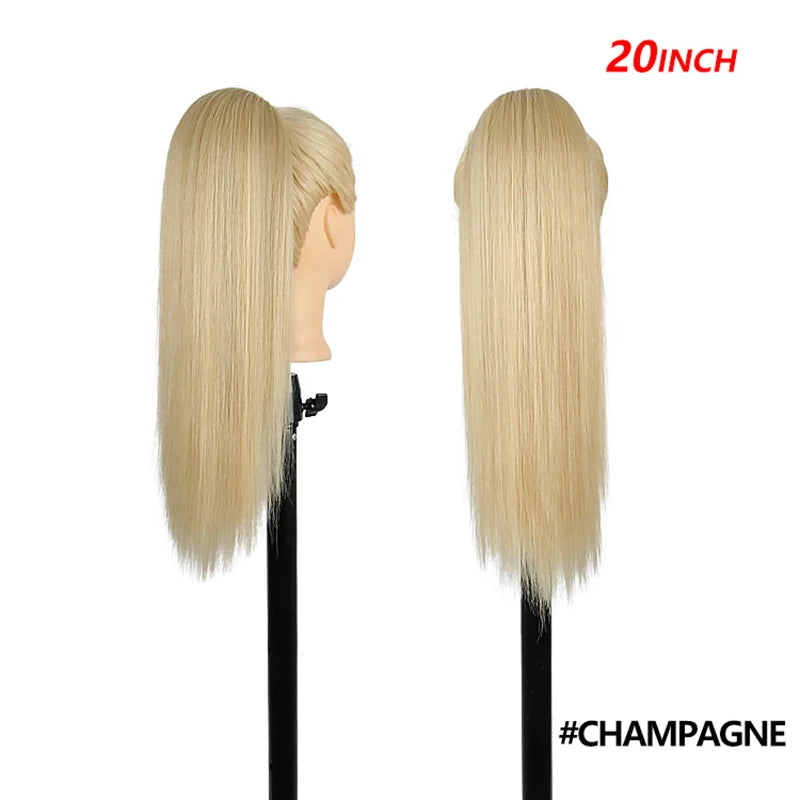 20 Inch Smooth Heat Resistant Synthetic Ponytail Extensions