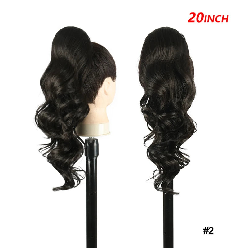 20 Inch Smooth Heat Resistant Synthetic Ponytail Extensions