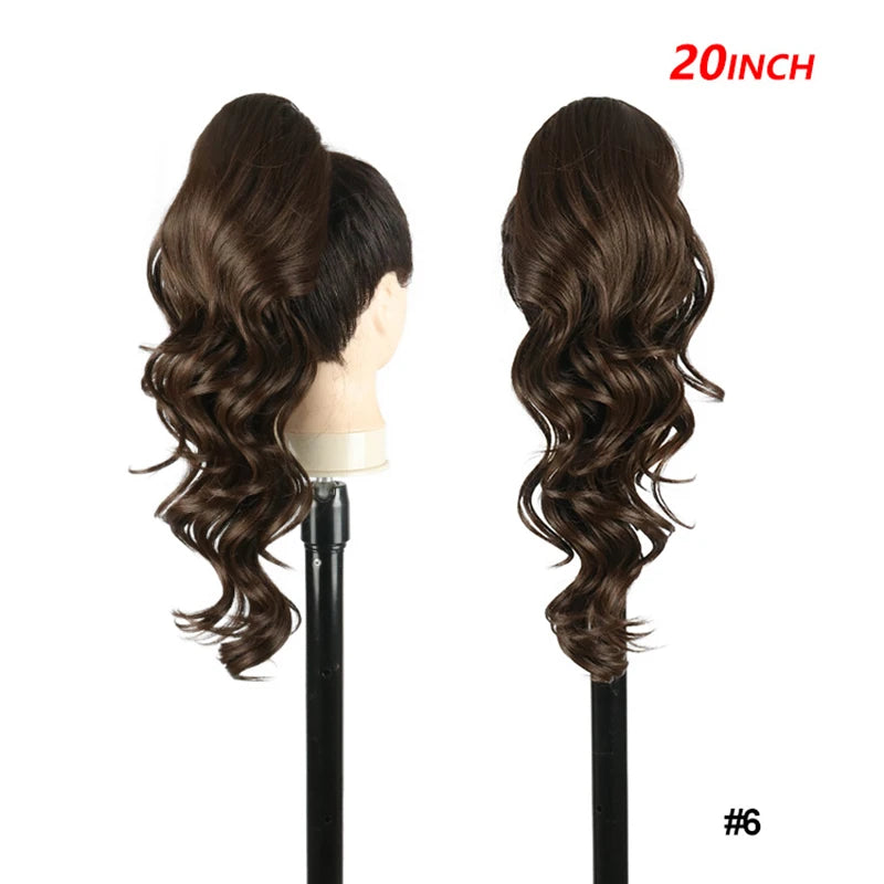 20 Inch Smooth Heat Resistant Synthetic Ponytail Extensions