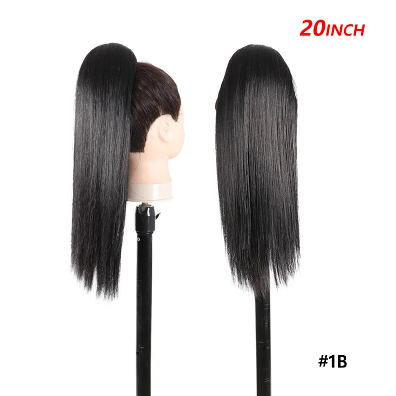 20 Inch Smooth Heat Resistant Synthetic Ponytail Extensions