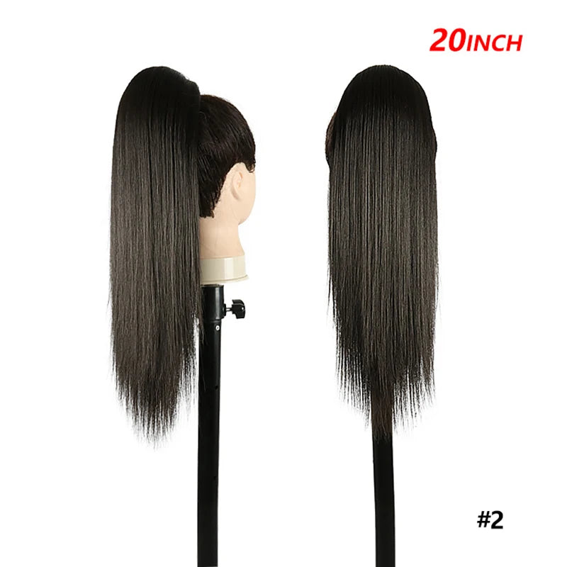 20 Inch Smooth Heat Resistant Synthetic Ponytail Extensions