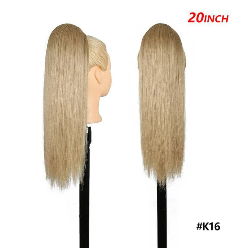 20 Inch Smooth Heat Resistant Synthetic Ponytail Extensions
