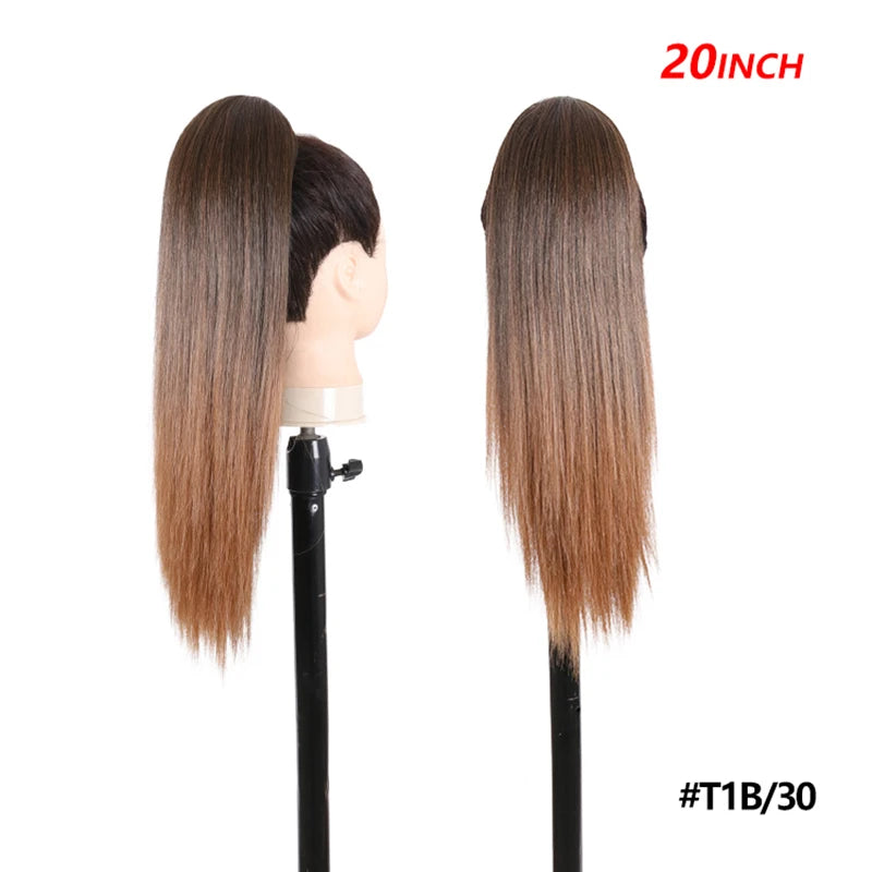 20 Inch Smooth Heat Resistant Synthetic Ponytail Extensions