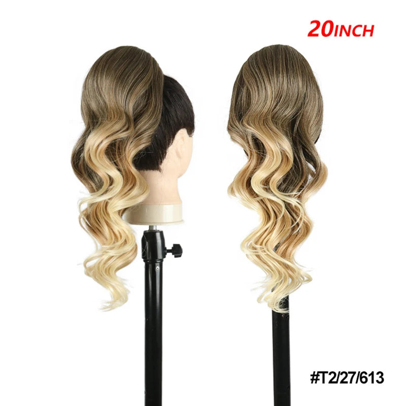 20 Inch Smooth Heat Resistant Synthetic Ponytail Extensions