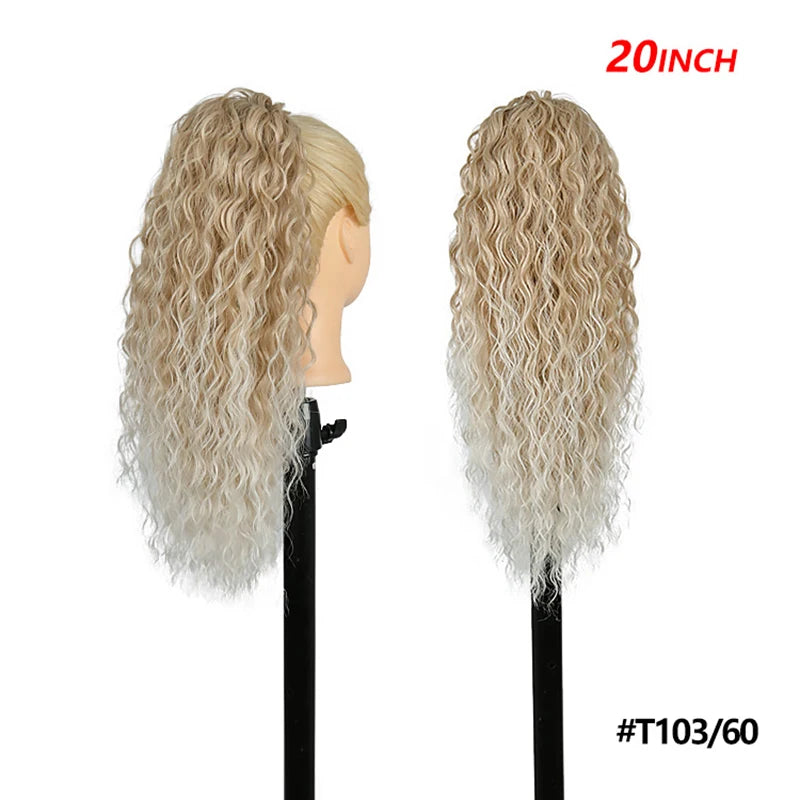 20 Inch Smooth Heat Resistant Synthetic Ponytail Extensions