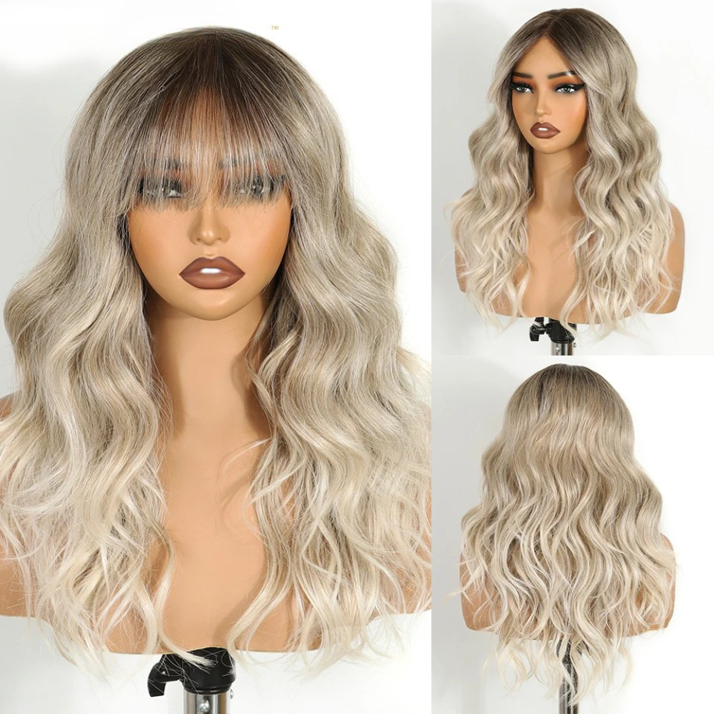 Gray 20" Ombre Brown Body Wave 6x4 Lace Synthetic Wigs