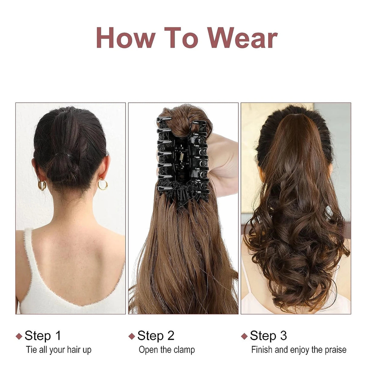 24" Synthetic Wavy Ponytail Extension how to wear