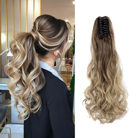 24" Synthetic Wavy Ponytail Extension ash brown