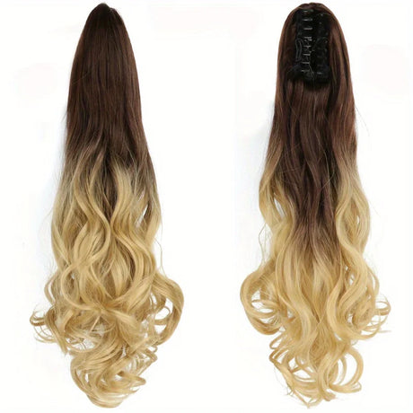 24" Synthetic Wavy Ponytail Extension brown/ blonde