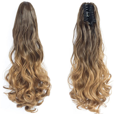 24" Synthetic Wavy Ponytail Extension brown/ ash brown