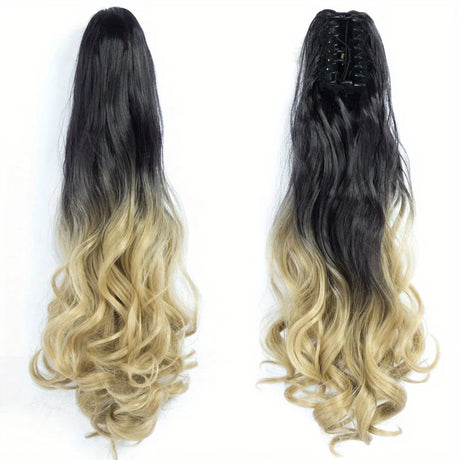 24" Synthetic Wavy Ponytail Extension grey blonde