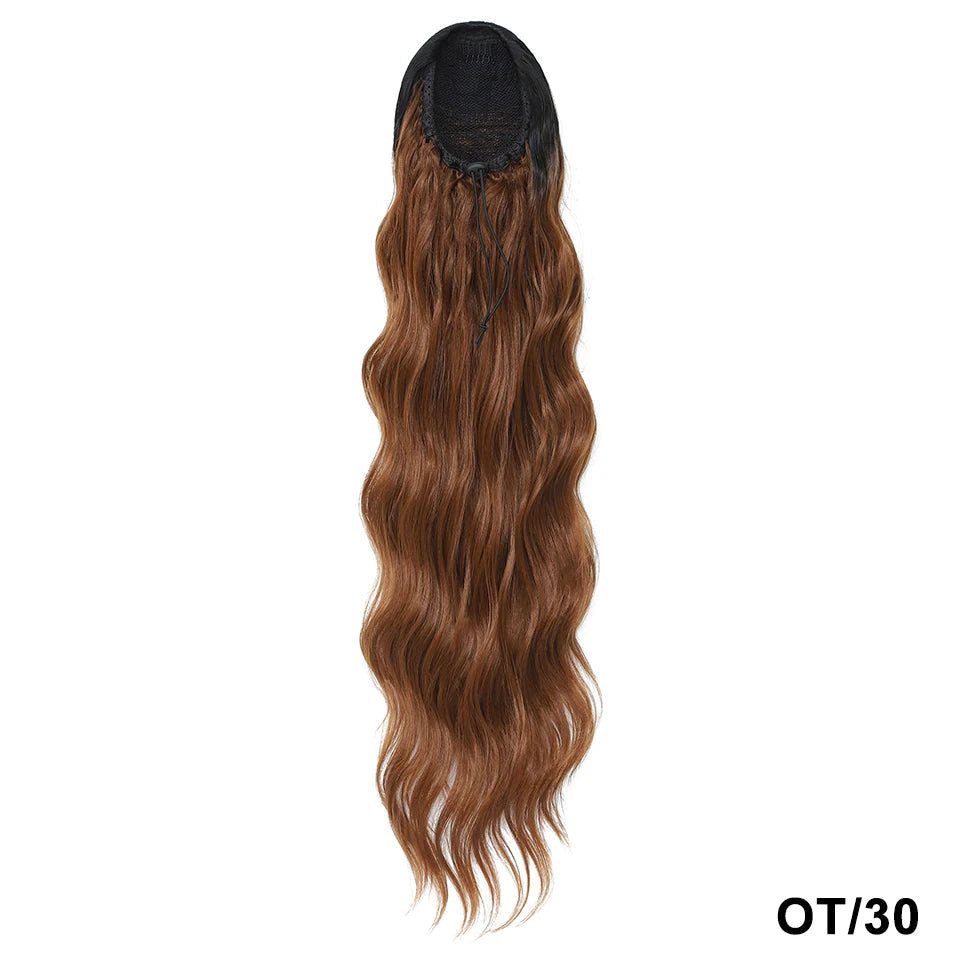 28 Inch Drawstring Curly Ponytail light brown