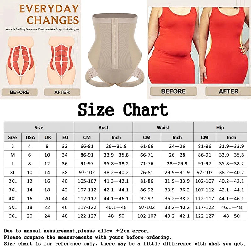 Size Chart 2 in 1 Tummy Trainer Butt Lifter Body Shaper