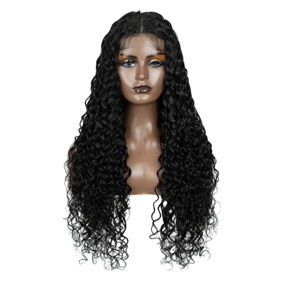 Black 30 Inch Curly Lace Front Heat Resistant Synthetic Wigs
