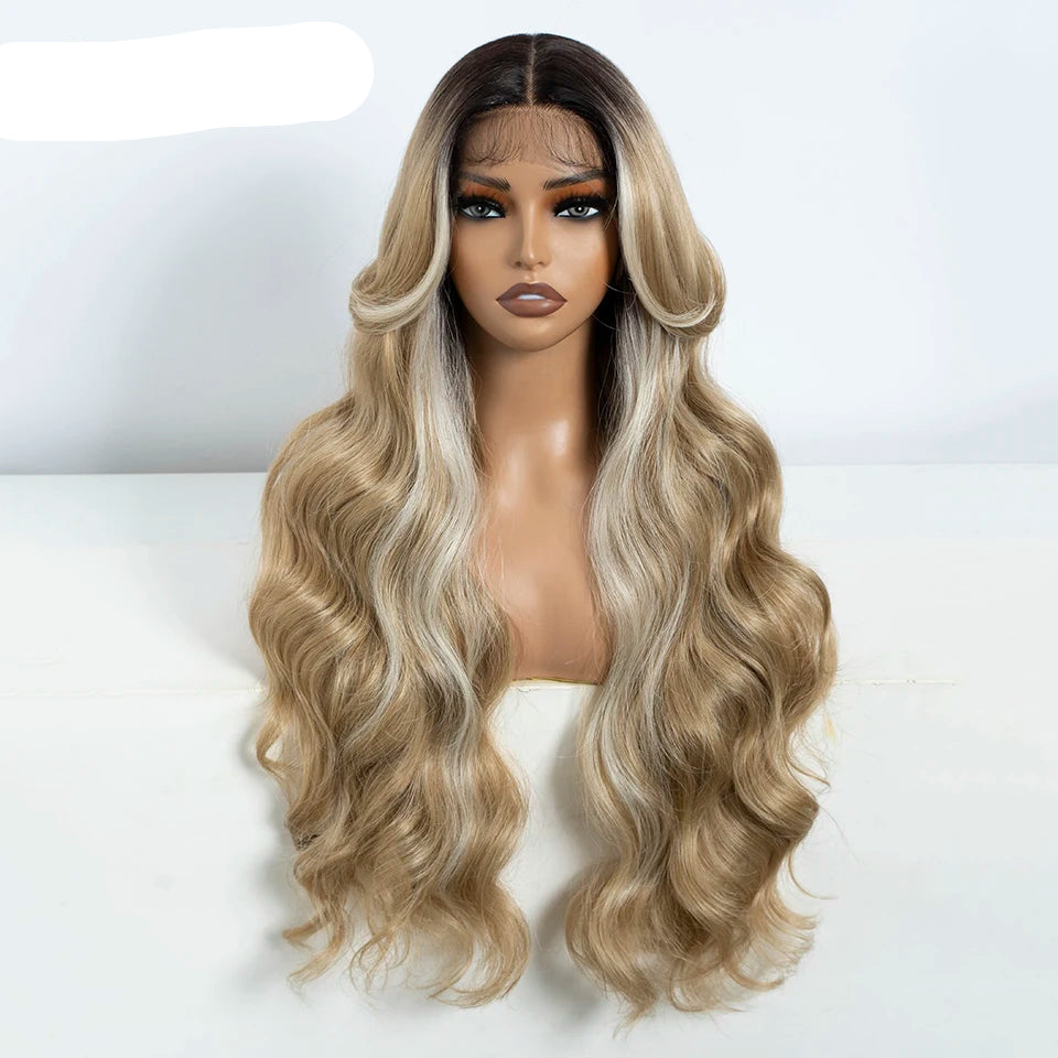 30" Long Body Wave Lace Wig blonde