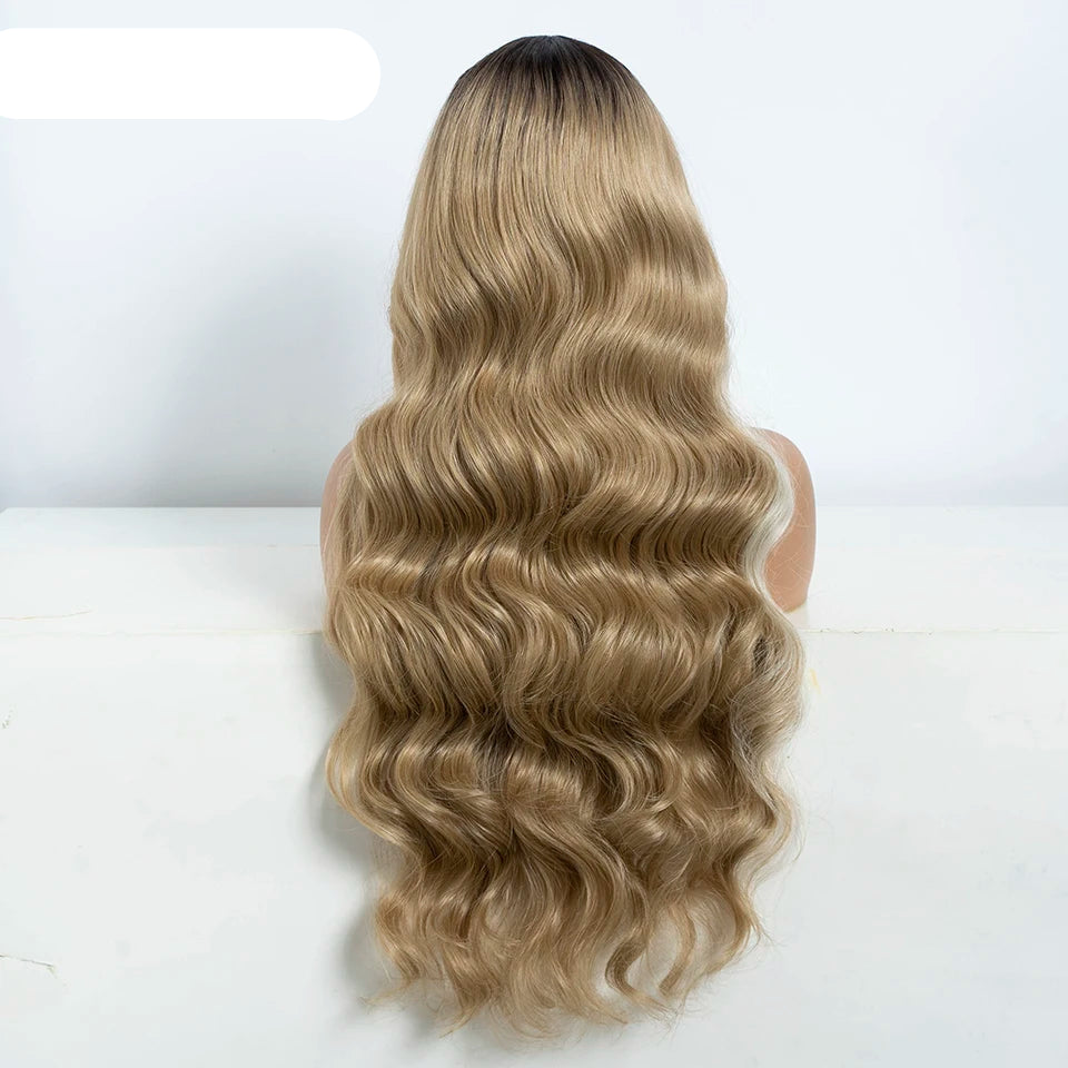 30" Long Body Wave Lace Wig blonde back
