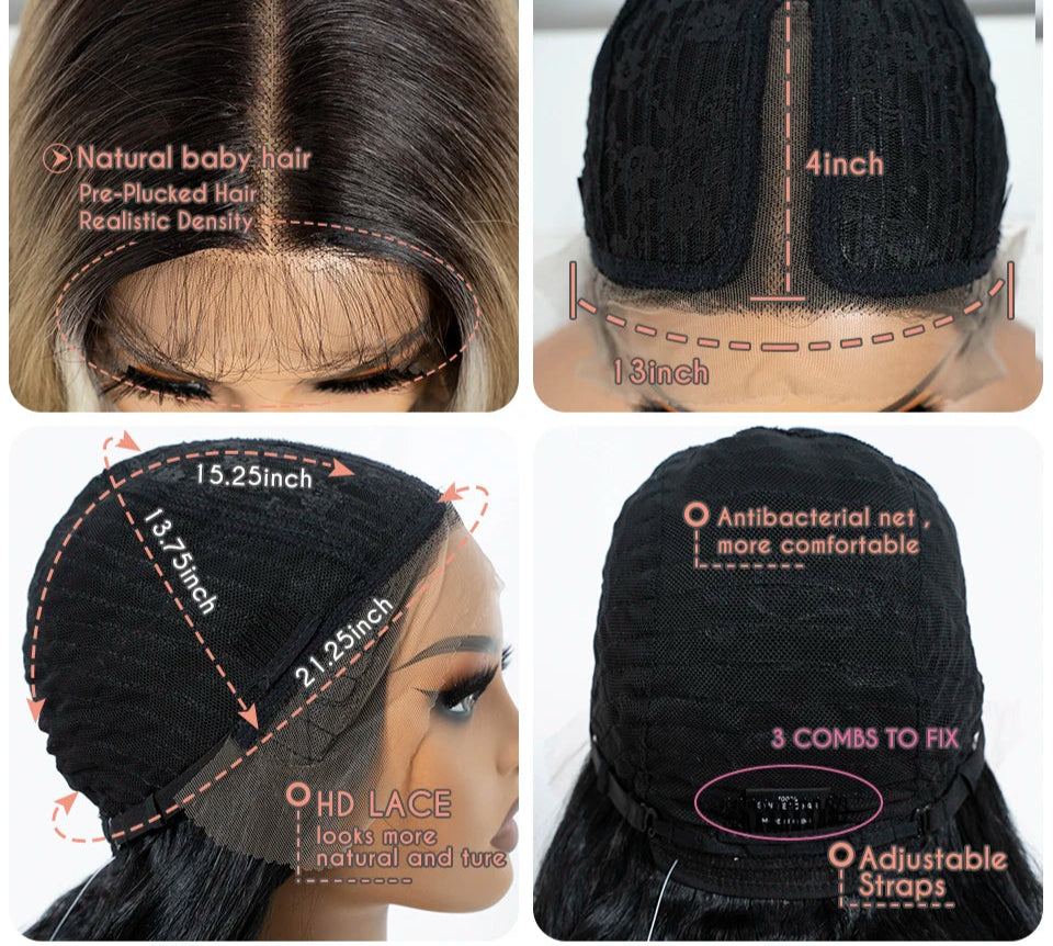 30" Long Body Wave Lace Wig cap