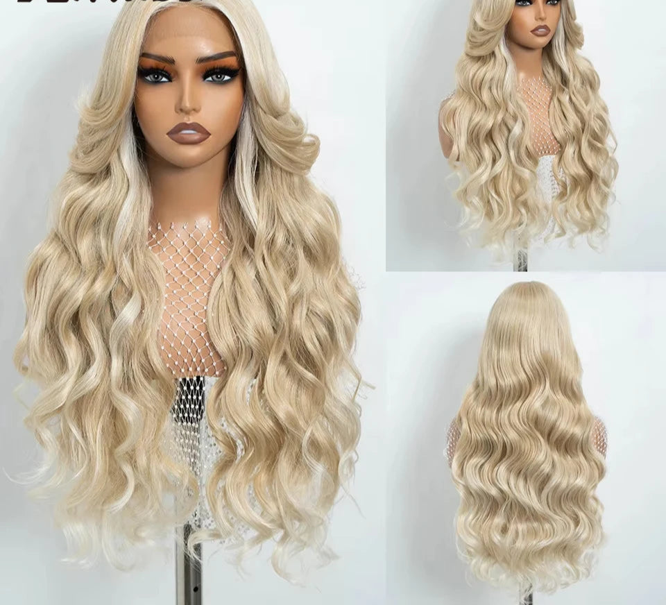 30" Long Body Wave Lace Wig blonde