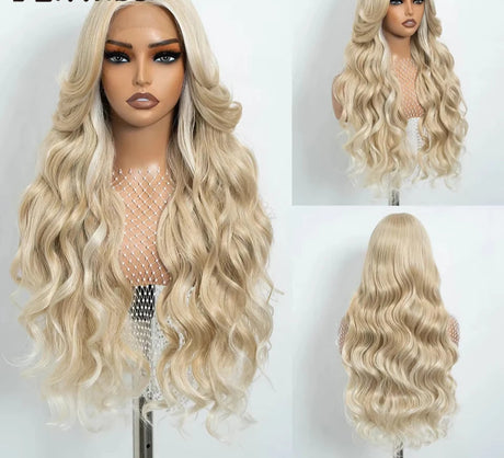 30" Long Body Wave Lace Wig blonde