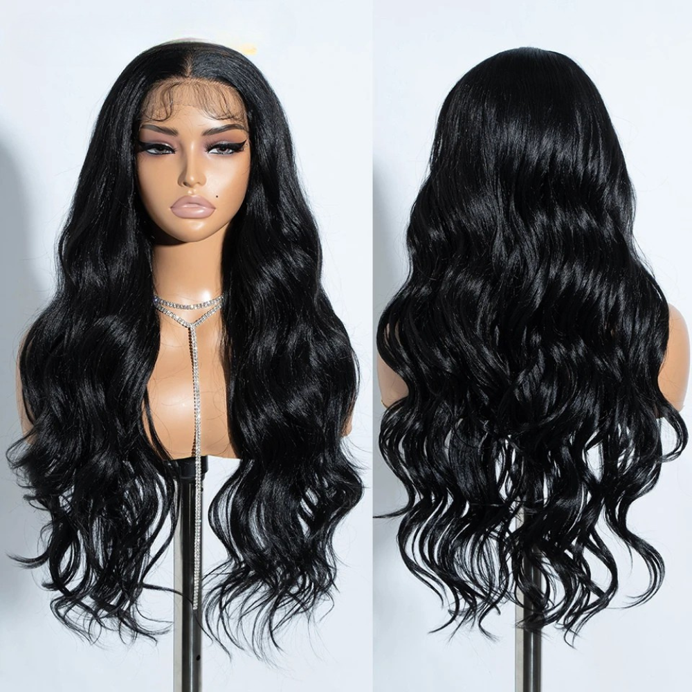 Black 30 inch Long Body Wavy Ombre Blonde Synthetic Wigs