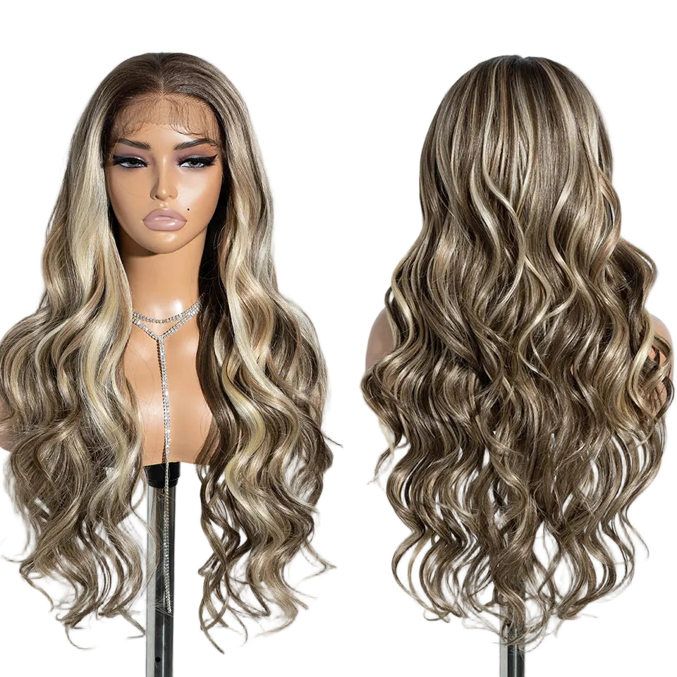 30 inch Long Body Wavy Ombre Blonde Synthetic Wigs