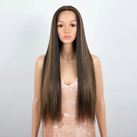 30 inches Long Straight Middle Part Wig brown