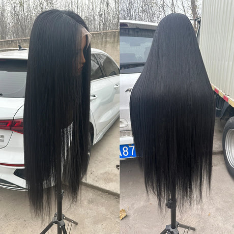 30inch Heat Resistant Bio straight Lace Frontal Wigs black
