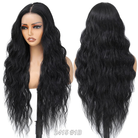 30inch Heat Resistant Bio Body Wave Lace Frontal Wigs black