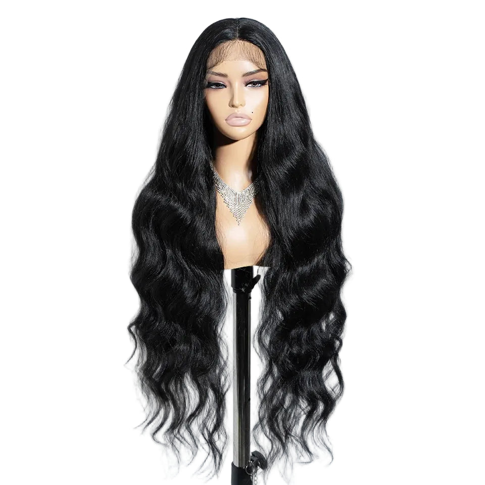 Black 36 inch Ombre Brown Blonde Body Wave Synthetic Wigs