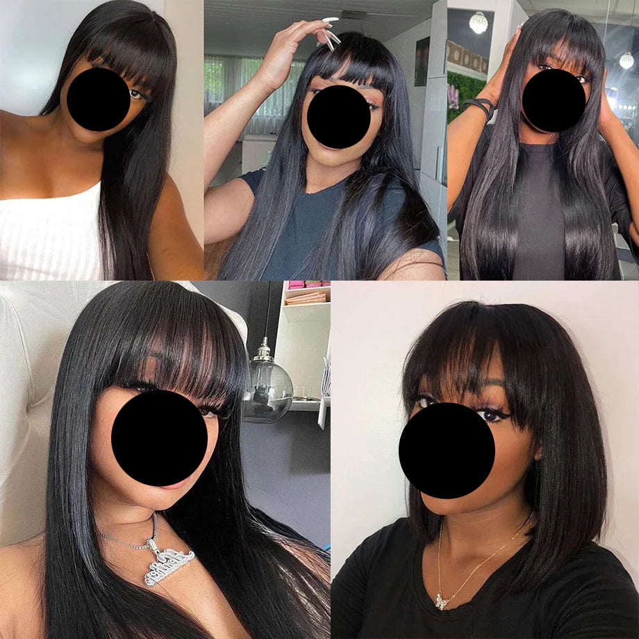 3X1 Middle Part Lace With Bangs Straight Human Hair Wig models
